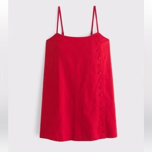 Linen-Blend Button Skort